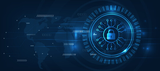 Obraz premium cyber security lock protection firewall digital concept