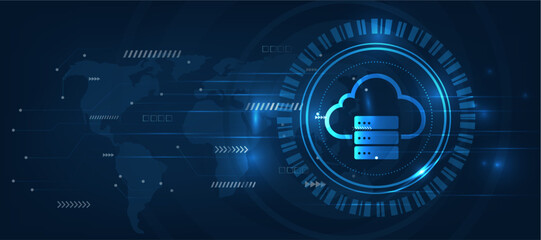 cloud computing data store in cloud server icon  digital concept