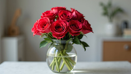 bouquet of roses in vase