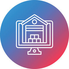 Online Warehouse Line Gradient Circle Background Icon