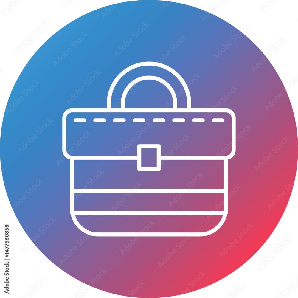 Poster briefcase line gradient circle background icon