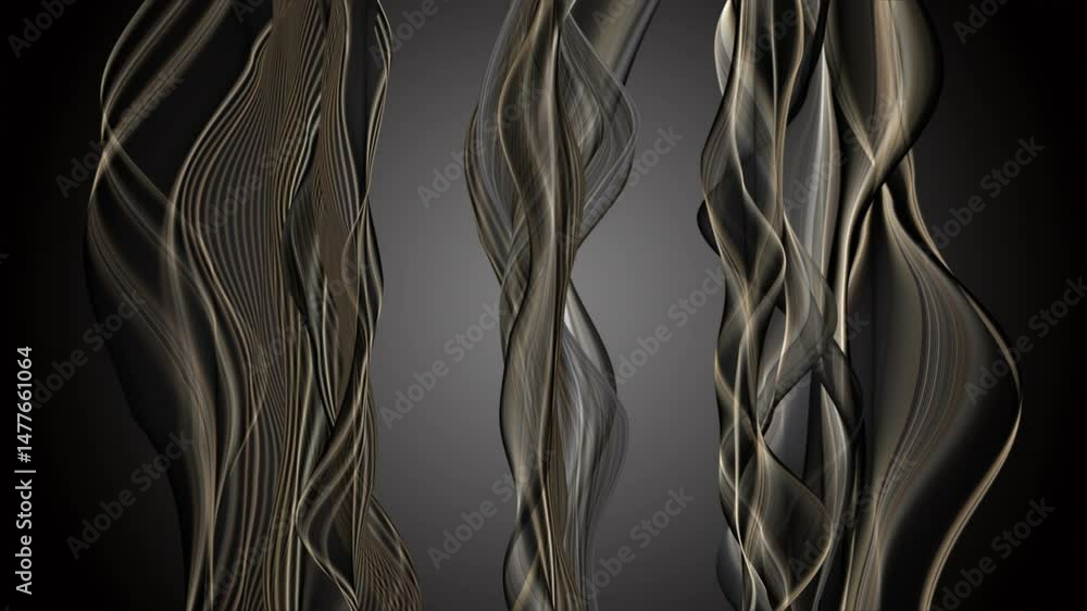 Poster fantastic video animation with particle wave object in slow motion, 4096x2304 loop 4k