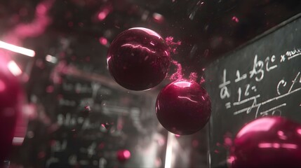 visual with entangled particles and math overlays