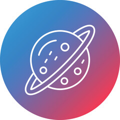 Saturn Line Gradient Circle Background Icon