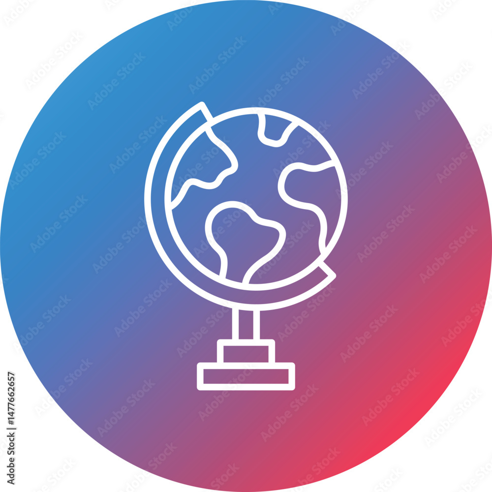 Poster globe stand line gradient circle background icon