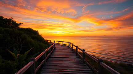 Obraz premium Golden Horizons The Enchanting Beauty of Beach Sunsets