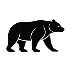 Elegant black silhouette of a walking bear depicting wildlife and nature in modern minimalist design