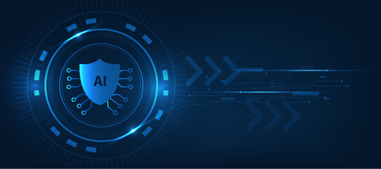 Obraz premium artificial intelligence icon with blue futuristic background