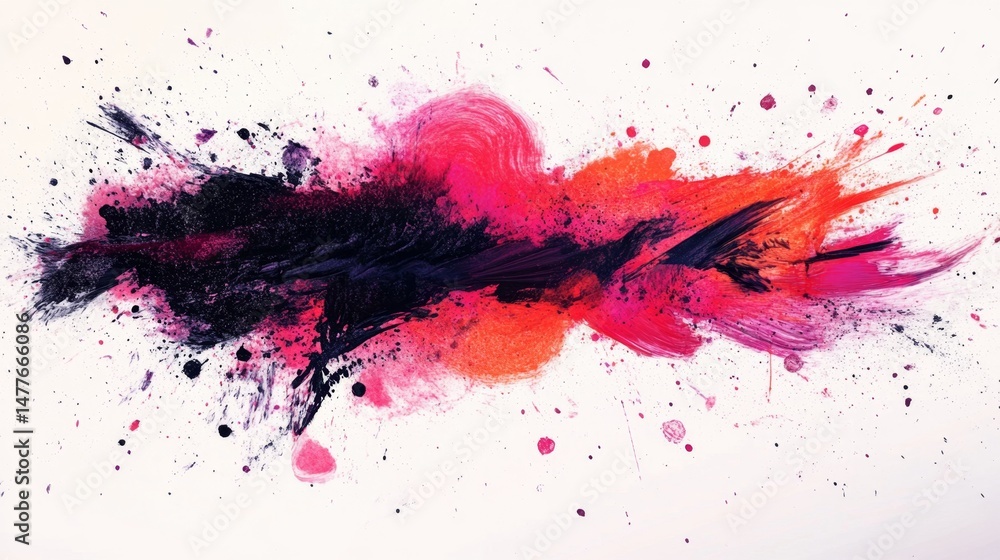 Poster dynamic ink splatter art design abstract creation studio environment contemporary viewpoint artistic