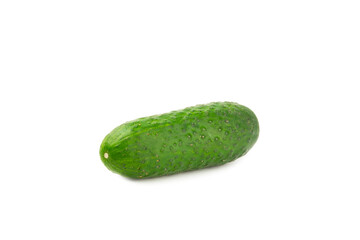 Cucumber isolated on white background. Slice of cucumber on white background. Fresh organic green cucumbers. Vegan. Ingredient for salad. Farm vegetables.