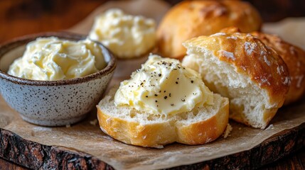 Homemade buttered rolls. Freshly baked, soft rolls topped with melted butter and seasonings. Perfect for breakfast, brunch or a light meal