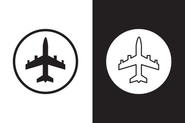 Fototapeta premium Plane icons set in black filled and stroke line style. Airplane icon. eps10