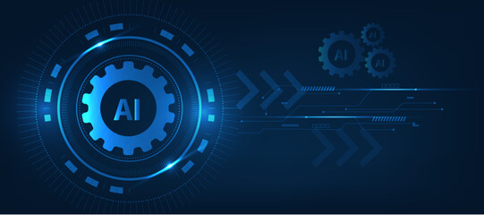 Obraz premium artificial intelligence, gear, icon futuristic modern cyber background