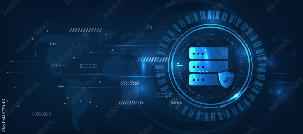 Poster data server data base protection icon futuristic modern cyber background