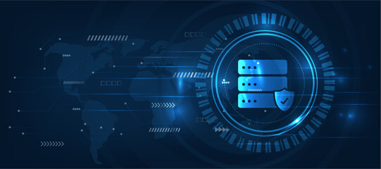 data server data base protection  icon  futuristic modern cyber background