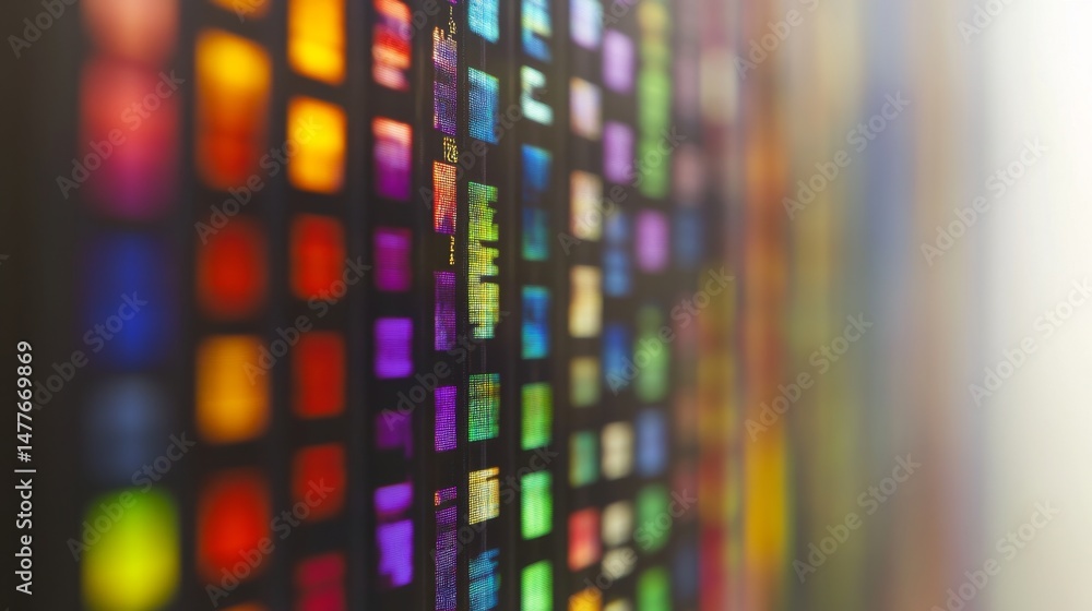 Poster exploring genetic diversity closeup of colorful dna markers in a lab environment