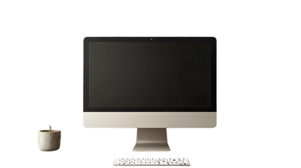 Sleek and Modern Computer Desktop Setup Featuring an Elegant Monitor and Minimalist Decor