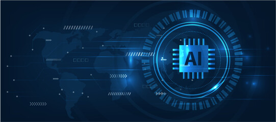 artificial intelligence chip with futuristic modern cyber background
