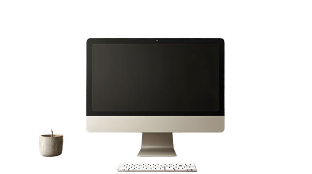 Sleek and Modern Computer Desktop Setup Featuring an Elegant Monitor and Minimalist Decor