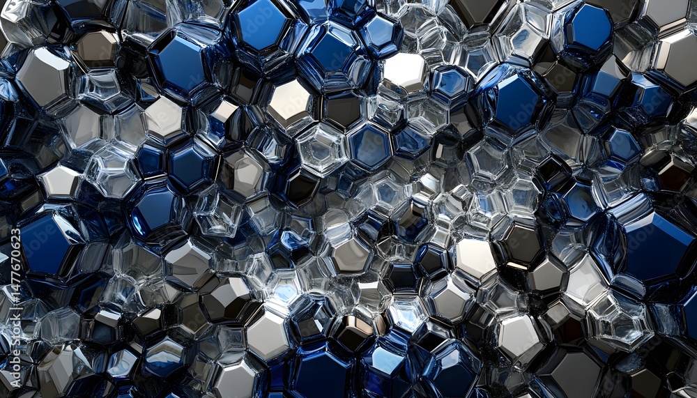 Poster abstract geometric pattern of glossy polygons.