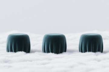 Modern Digital velvet stool white background fluffy winter furniture interior decor