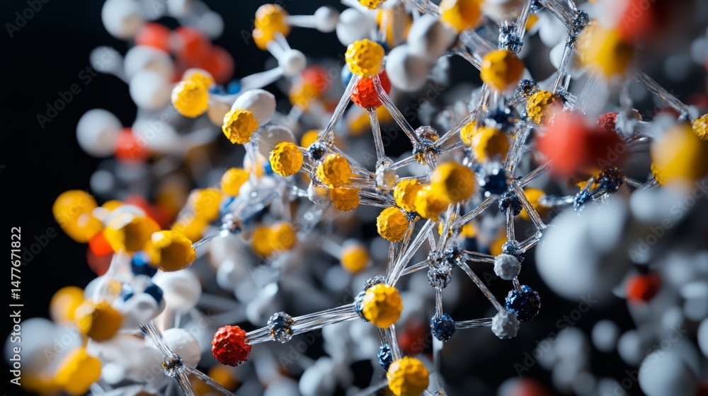 Poster closeup view of a detailed dna model symbolizing genetic structures science lab infographic showcase