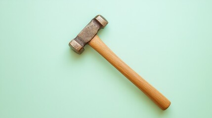 A vintage-looking hammer on a pastel background