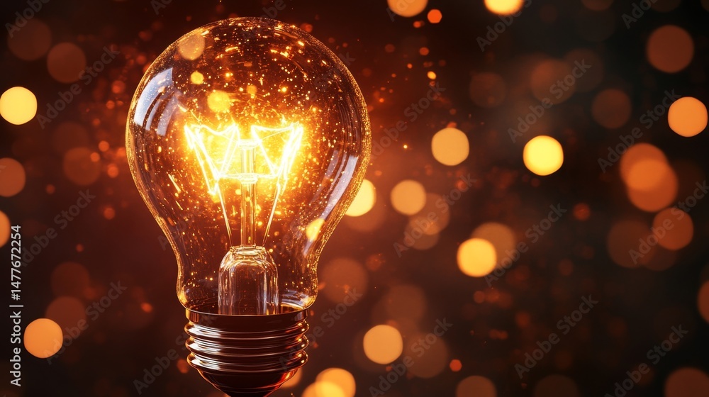 Aufkleber illuminating action of a brightly lit light bulb studio setting conceptual visualization warm atmosp