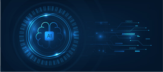 concept of  artificial intelligence brain , AI icon with futuristic modern cyber background