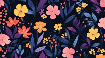 Obraz premium Vibrant floral pattern (87)