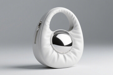 Modern Eye-Catching white leather circular fashion accessory