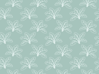 Elegant pastel green seamless pattern featuring a repeating motif of stylized leafy plants.  Perfect for textile design, wallpaper, branding, or website backgrounds.