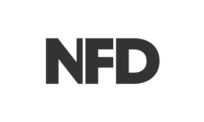 NFD logo design template with strong and modern bold text. Initial based vector logotype featuring simple and minimal typography. Trendy company identity.