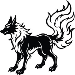 Wolf line art, wolf head line art, wolf silhouette
