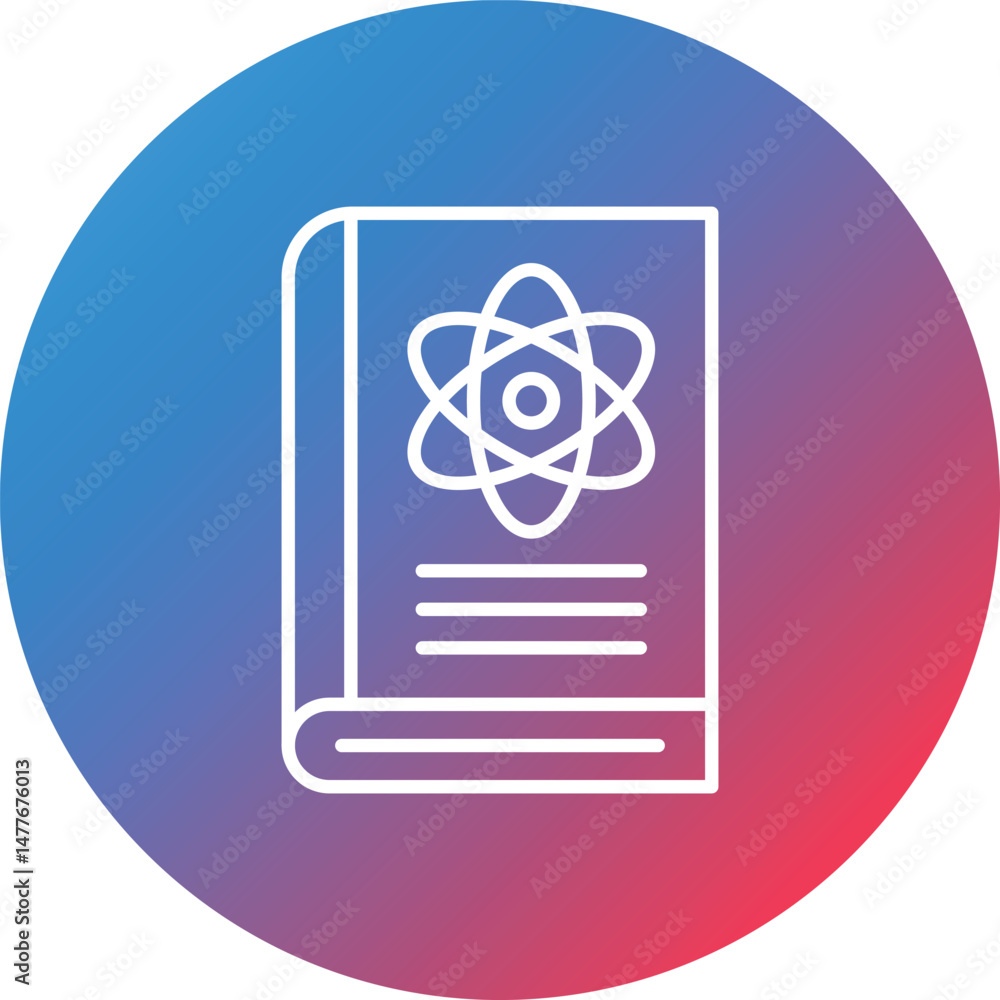 Poster physics book line gradient circle background icon