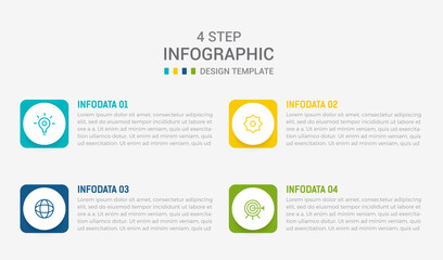 Four Step Infographic element design Vector template for presentation. process diagram and presentations step, workflow layout, banner, flow chart, info graphic vector illustration.