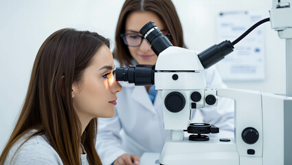 oung Woman Eye Exam with Slit Lamp – Optometrist Performing Detailed Vision Check