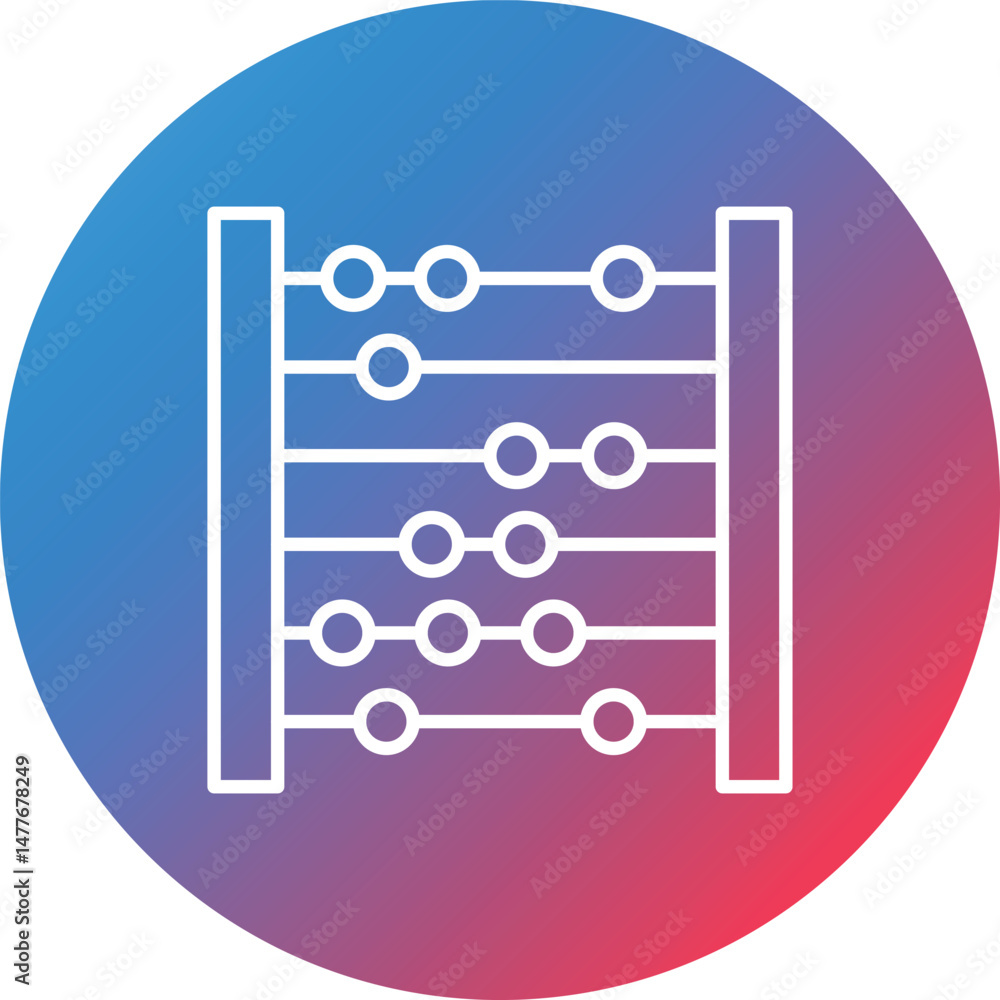 Poster abacus line gradient circle background icon