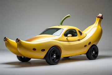 Cartoonish Banana-Themed Car with Yellow Peel Design