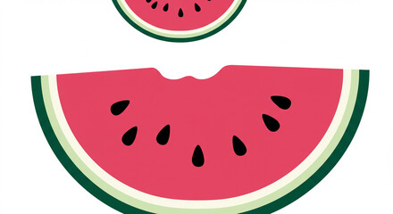 A Simple Graphic Illustration: Watermelon Slices on a white canvas