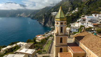 Closeup of the tower bell of the church of San Gennaro located in Praiano. This parish is located...