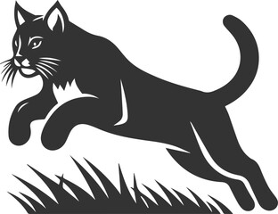 Vector animal silhouette of a bobcat