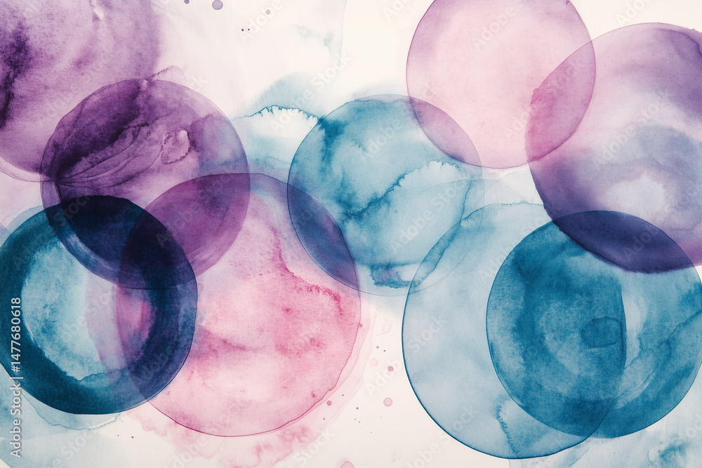Poster painting of many different colored circles. the circles are all different sizes and colors, and they