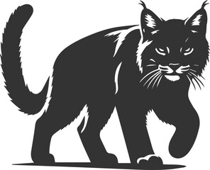 Vector animal silhouette of a bobcat