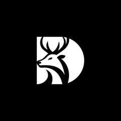 letter D deer logo