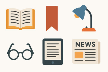 Reading and Study Essentials in Flat Design vector