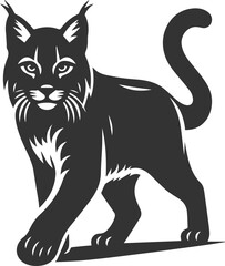 Vector animal silhouette of a bobcat