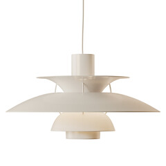 A white light fixture hanging from the ceiling