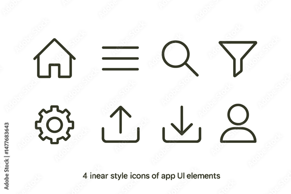 Aufkleber line style icons for mobile app interface vector