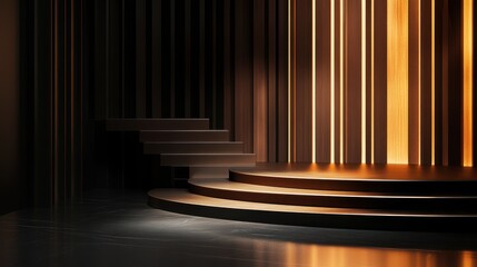 An empty podium strategically positioned for maximum impact, set up in a sophisticated environment, ready to make a strong impression at a new product launch event.